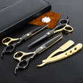 6.7inch Black Gold Hairdressing Hair Cutting Scissors Set | Multifunctional Straight Shears Teeth Scissors Thinning