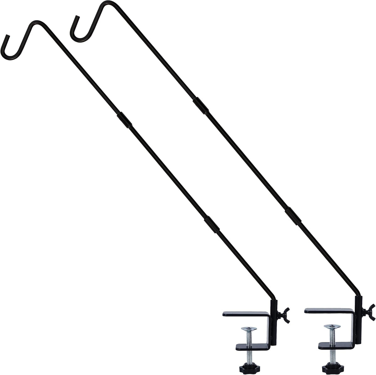 2 Pack Heavy Duty Deck Hook with 2 Inch Non Slip Clamp, 25 or 36 Inch Extended Reach Deck Hook, Adjustable Rail Pole