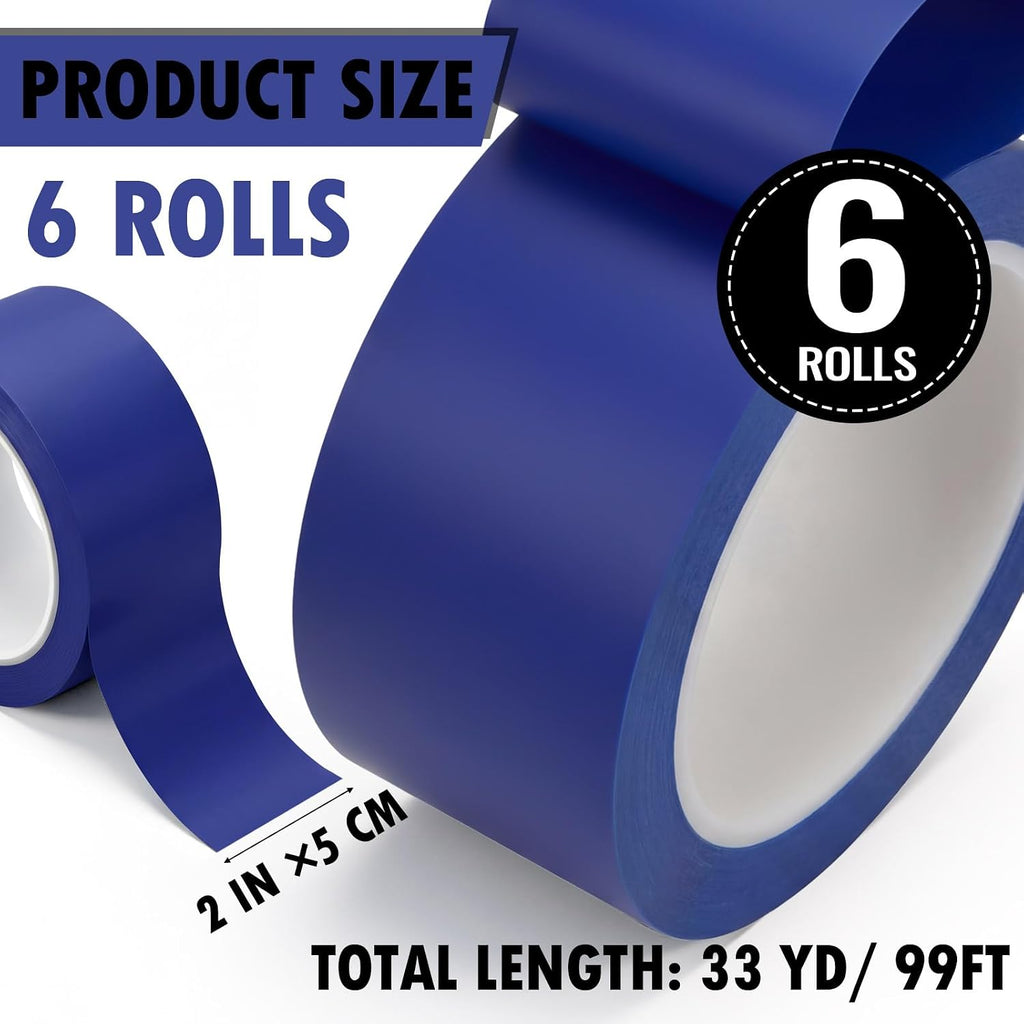 6 Rolls 2" x33 Yds Floor Marking Tape and Dance Splicing Tape, Blue