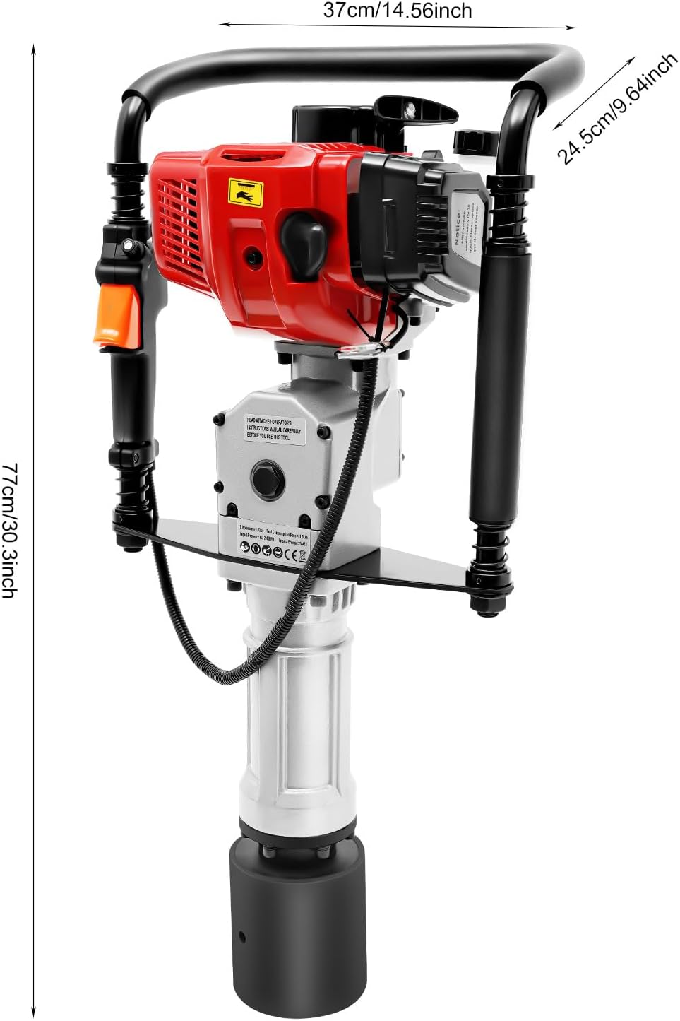 Gas Powered T Post Driver, 52CC 2 Stroke Fence Post Driver with Low Fuel Consumption & Spring Damping Farm Piling