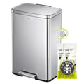 Madison Brushed Stainless Steel 13.2 Gal/50L Kitchen Step Trash Can or Recycling Bin, Removable Inner Liner, Soft