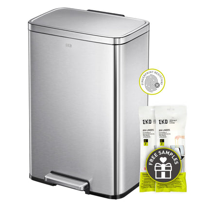 Madison Brushed Stainless Steel 13.2 Gal/50L Kitchen Step Trash Can or Recycling Bin, Removable Inner Liner, Soft