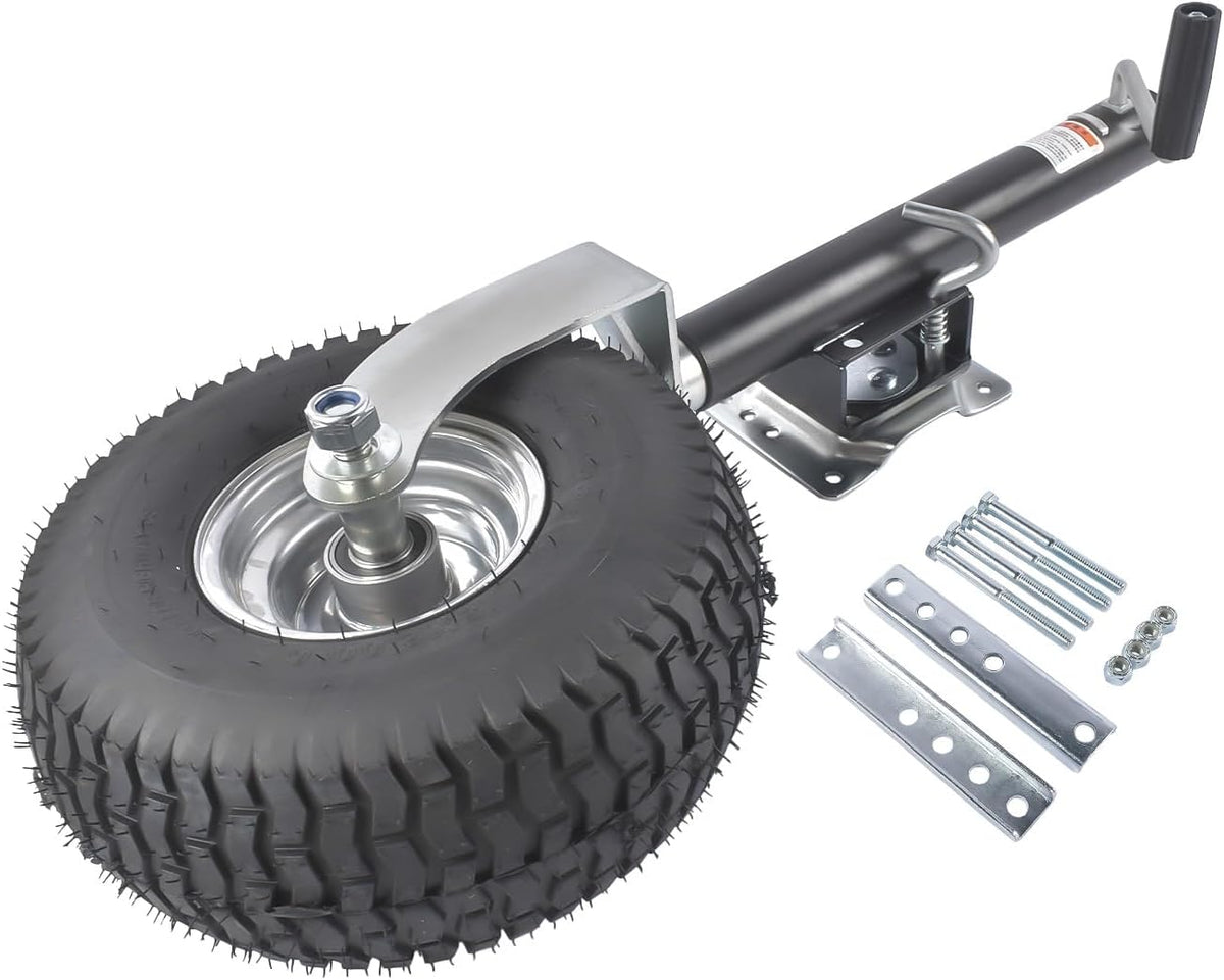 Swivel Trailer Tongue Jack, 2000 lbs Capacity, 13.38in Heavy-Duty Wheel, Bolt-On Swivel Mount, Foldable Trailer Jack