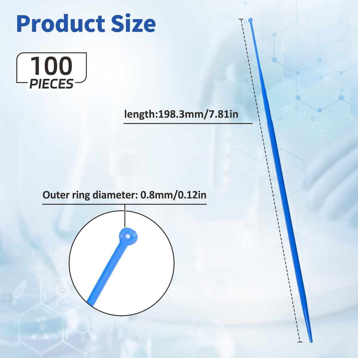 1ul Disposable Inoculating Loop, Plastic, 25/Bag, 100PCS Total