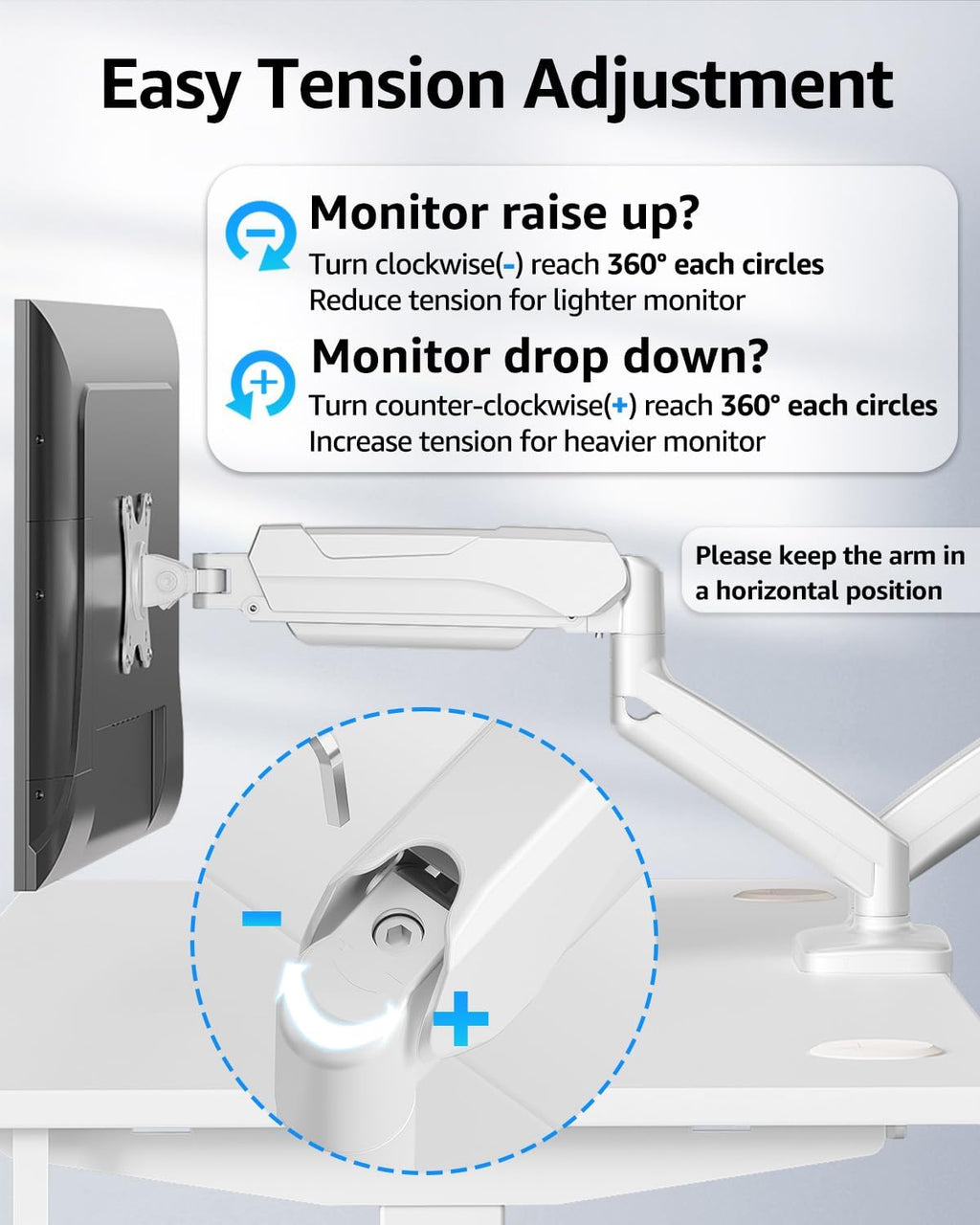 Dual Monitor Stand for Desk, Monitor Arms for 2 Monitors Max 32 Inches, Height Adjustable Double Monitor Mount, VESA