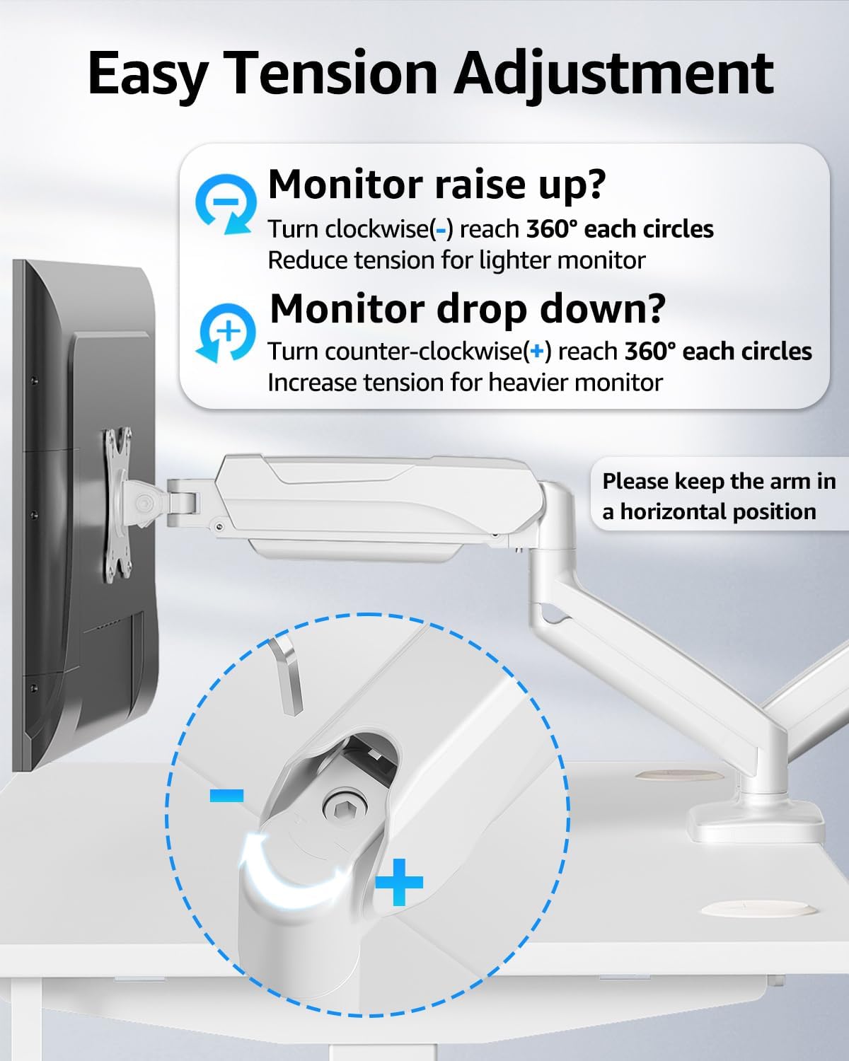 Dual Monitor Stand for Desk, Monitor Arms for 2 Monitors Max 32 Inches, Height Adjustable Double Monitor Mount, VESA