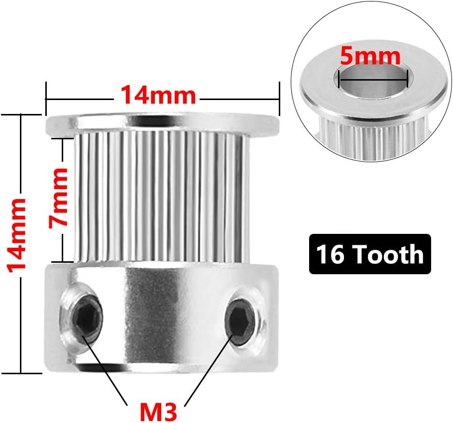 Saiper GT2 16 Teeth 5mm Bore Timing Pulley for 6mm Belt