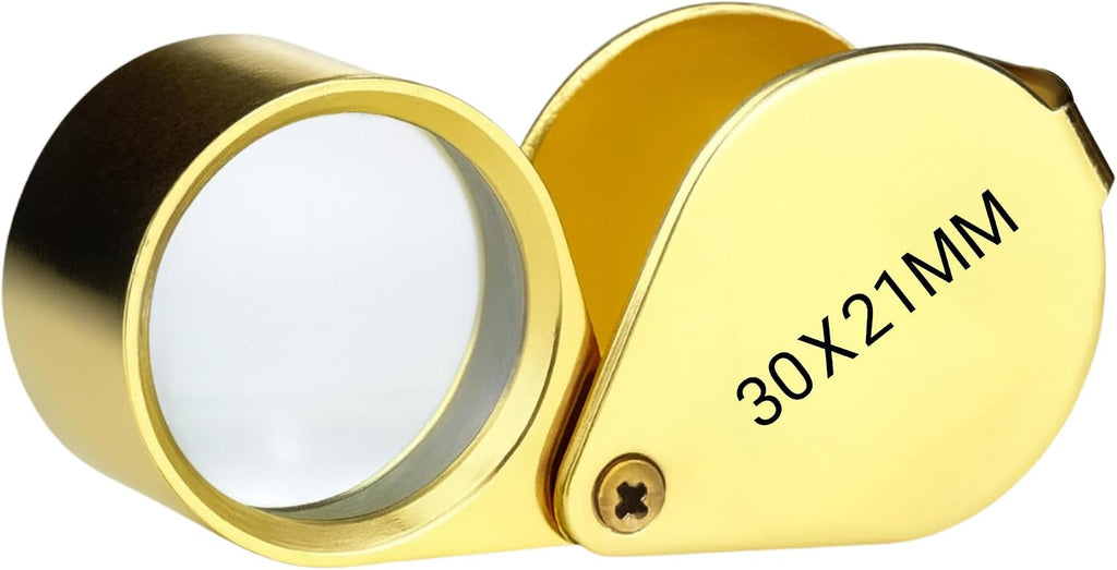 30X Jewelers Loupe Magnifier Foldable Pocket Magnifying Glass Small Jewelry Eye Loop for Jewelers, Gems, Diamonds