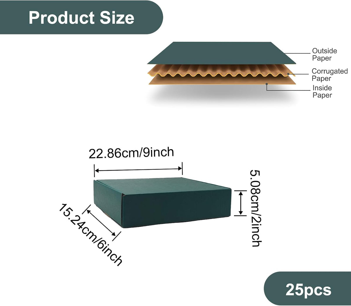 Green Recyclable Cardboard Small Gift Mailer Boxes for Shipping Packaging Craft Gifts Giving Products (25 Pack, 9 x 6