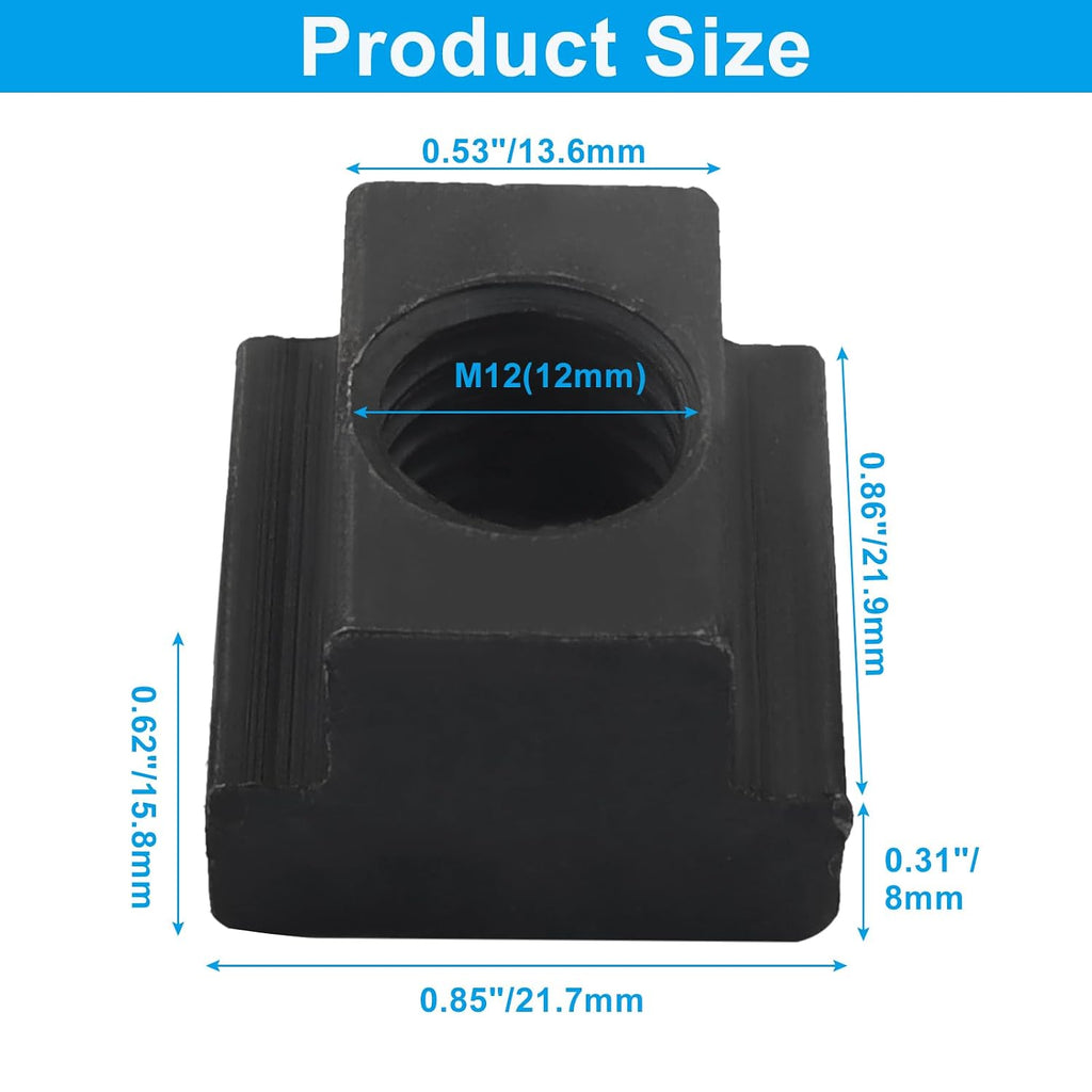 Bivethoi M12 T-Slot Nut, 12 Pack