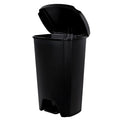 Kitchen Trash Can, 12.1 Gallon Plastic Step Garbage Bin with Foot Pedal Lid, Black