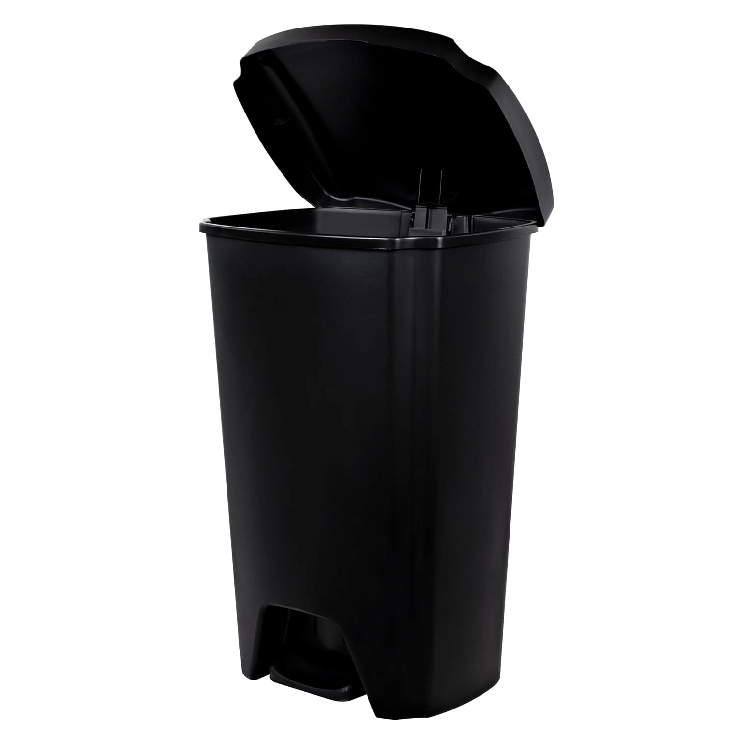 Kitchen Trash Can, 12.1 Gallon Plastic Step Garbage Bin with Foot Pedal Lid, Black