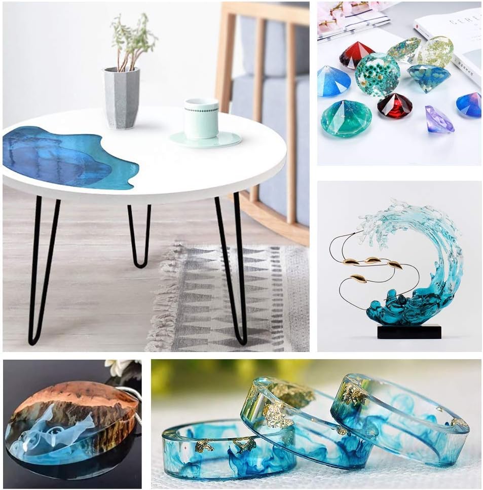 Epoxy Resin Crystal Clear Kit for Art, Jewelry, Crafts, Coating- 16 OZ Including 8OZ Resin and 8OZ Hardener | Bonus 4