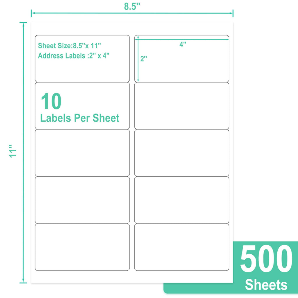 2"x4" Bulk Printable White Label Stickers 5000 Labels 500 Sheets