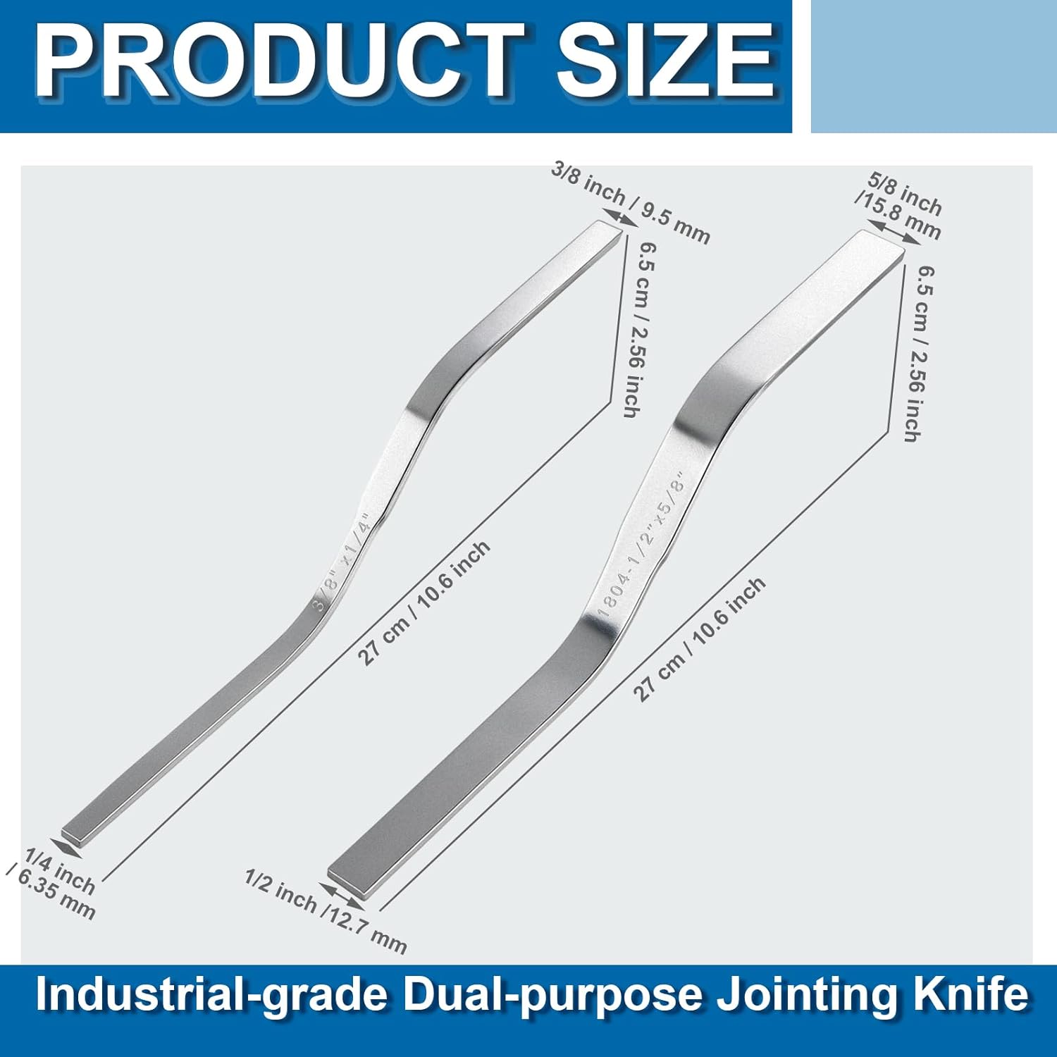 2 Pcs Double Ended Brick Jointer for Cement Pointing Trowel Masonry Tools Stainless Steel Tuck Pointing Tools