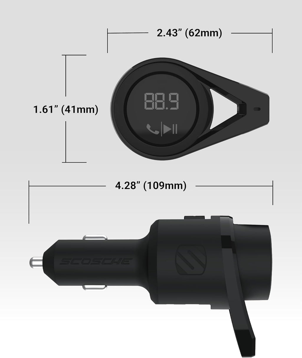 BTFM9 FM Bluetooth Transmitter Car, Dual 12W USB-C and USB-A Charging Ports, Fast Type C Car Charger, Wireless Radio