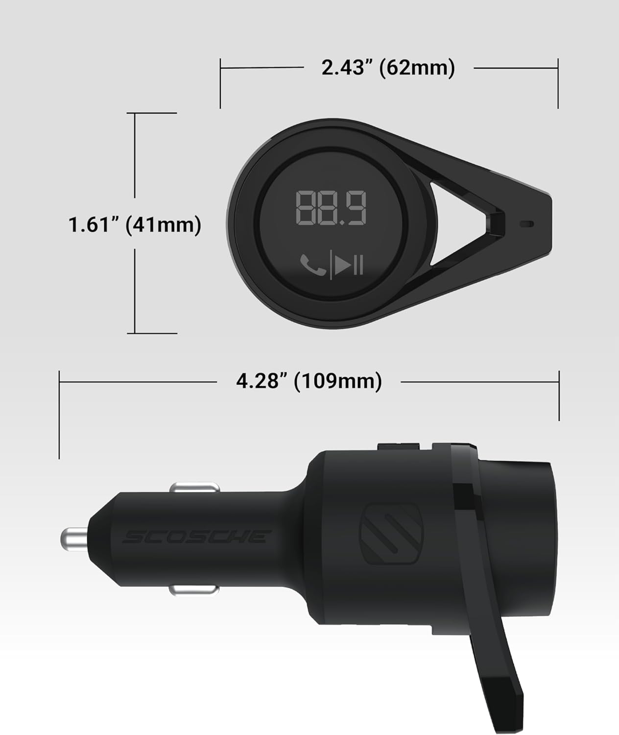BTFM9 FM Bluetooth Transmitter Car, Dual 12W USB-C and USB-A Charging Ports, Fast Type C Car Charger, Wireless Radio