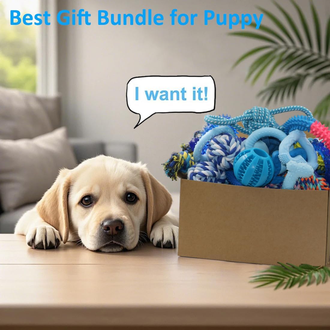 20 Pack Puppy Chew Toys - Blue Dog Teething Toys for Puppies, Puppy Teething Rings and Ropes, Rubber Toy Bundle for