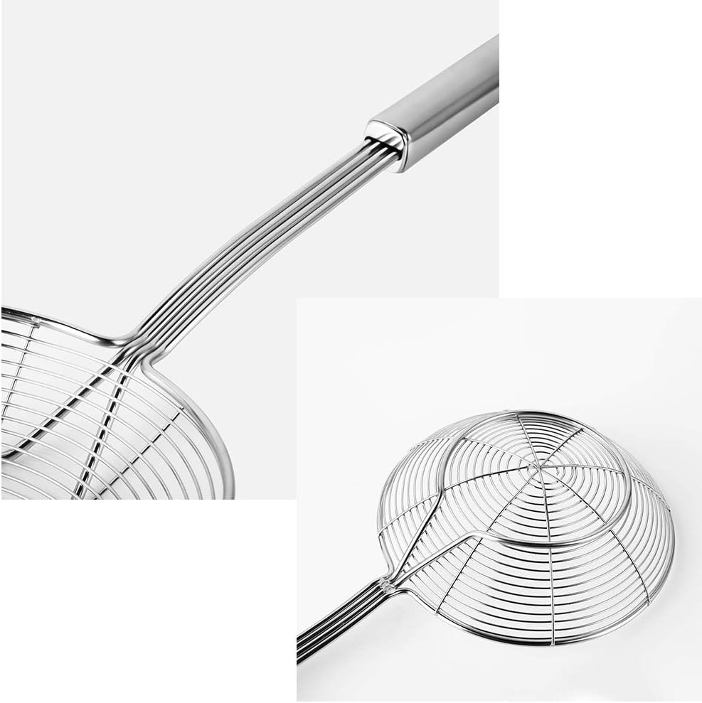 Tenta tenta kitchen Solid Stainless Steel Spider Strainer Skimmer Ladle for Cooking and Frying, Kitchen Utensils Wire Strainer Pasta Strainer Spoon. (7 inch 1pc)