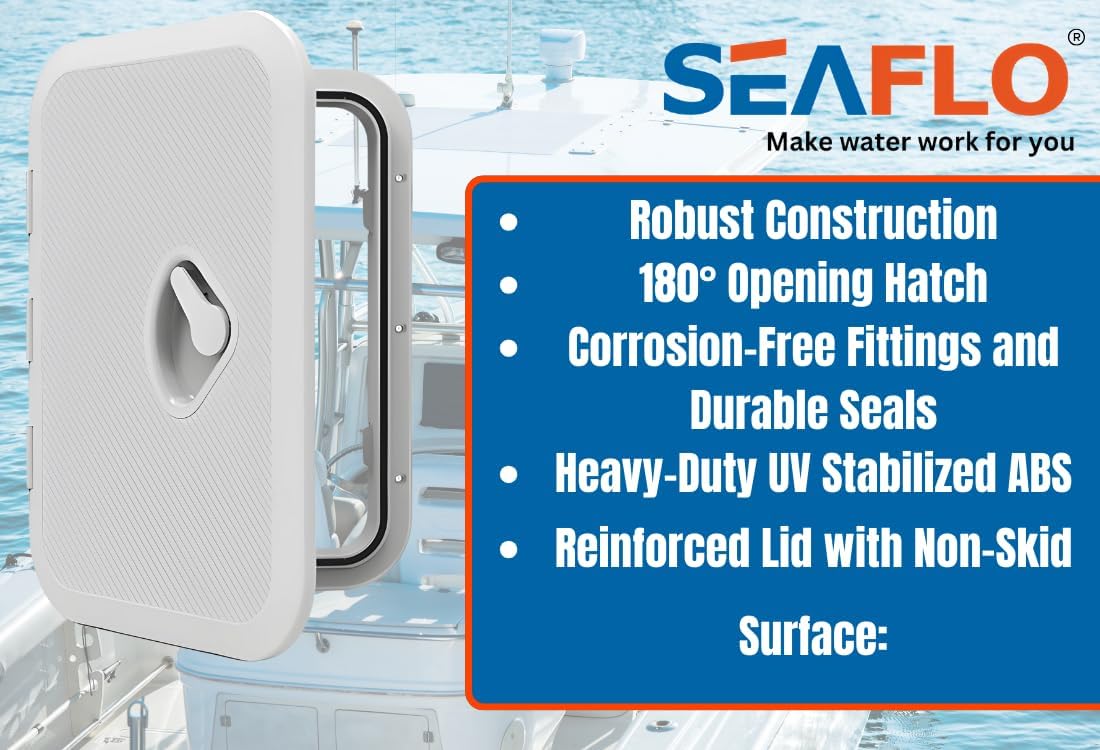 SEAFLO Marine Boat Deck Rectangular Access Hatch - White/Black, Lock and Key/Regular