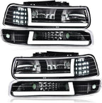 PIT66 LED Headlight set Fit 1999-2002 Chevy Silverado 1500 2500 3500