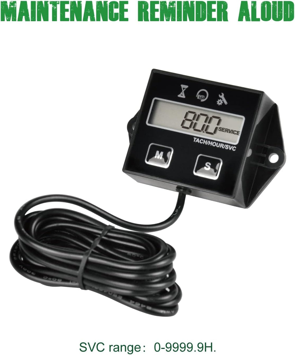 YOOREAL Digital Inductive Tach Hour Meter,RPM Gauge Meter Tachometer