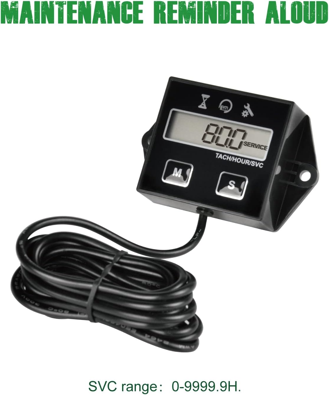 YOOREAL Digital Inductive Tach Hour Meter,RPM Gauge Meter Tachometer