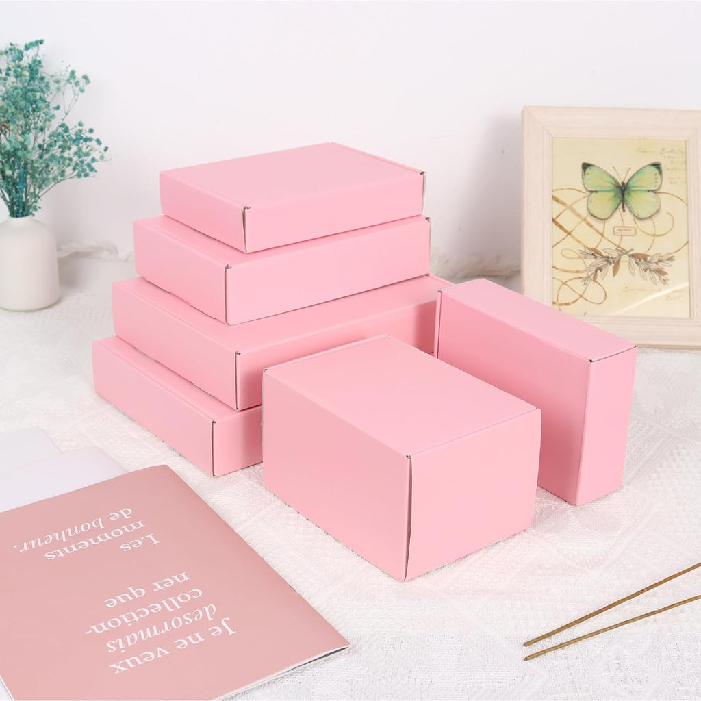Shipping Boxes for Packaging, 9x6x4" Pink Corrugated Cardboard Boxes, 20 Packs Medium Mailing Boxes for Small Business