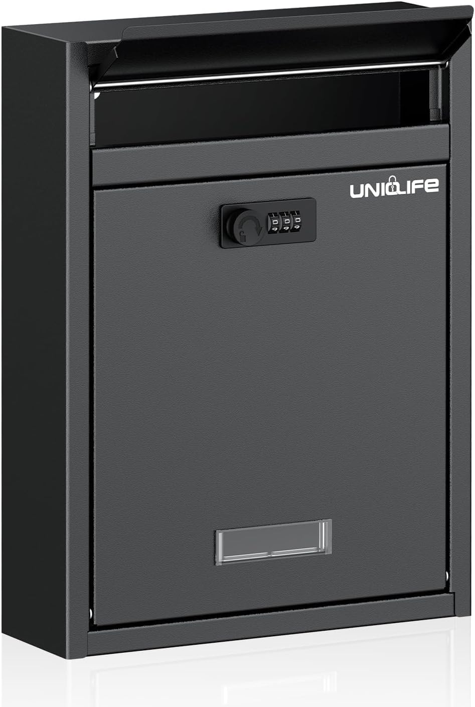 Wall Mount Mailbox for Outside, Large Locking Mailbox, Black | Security Mail Box with Combination Lock, Safe Key Drop