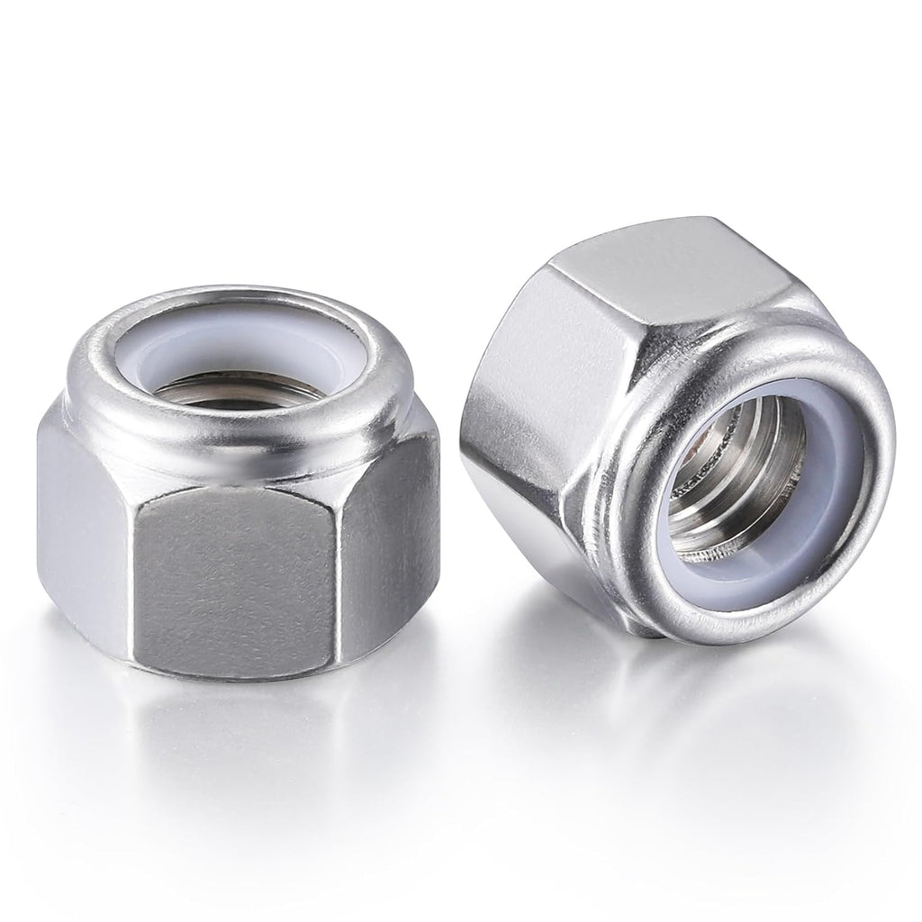 Wensilon(50pcs) 1/4-20 Self Clinching Nuts 304 Stainless Steel Self-Lock Nylon Inserted Hex Lock Nuts