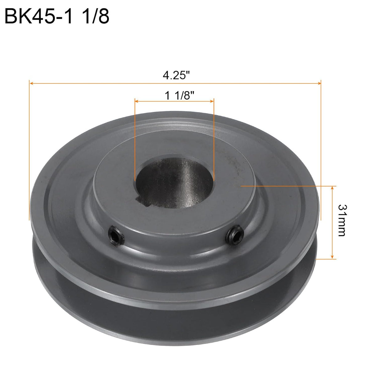 uxcell BK45-1 1/8 V-Belt Sheave 1 1/8"Bore 4.25"OD Single Groove Web Sheave