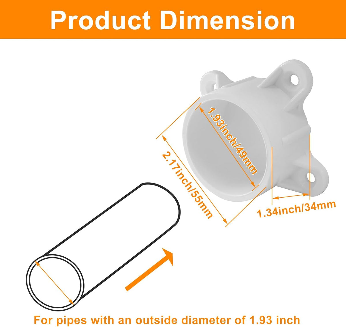 BokWin 1-1/2 Inch PVC Flange, 4 Packs