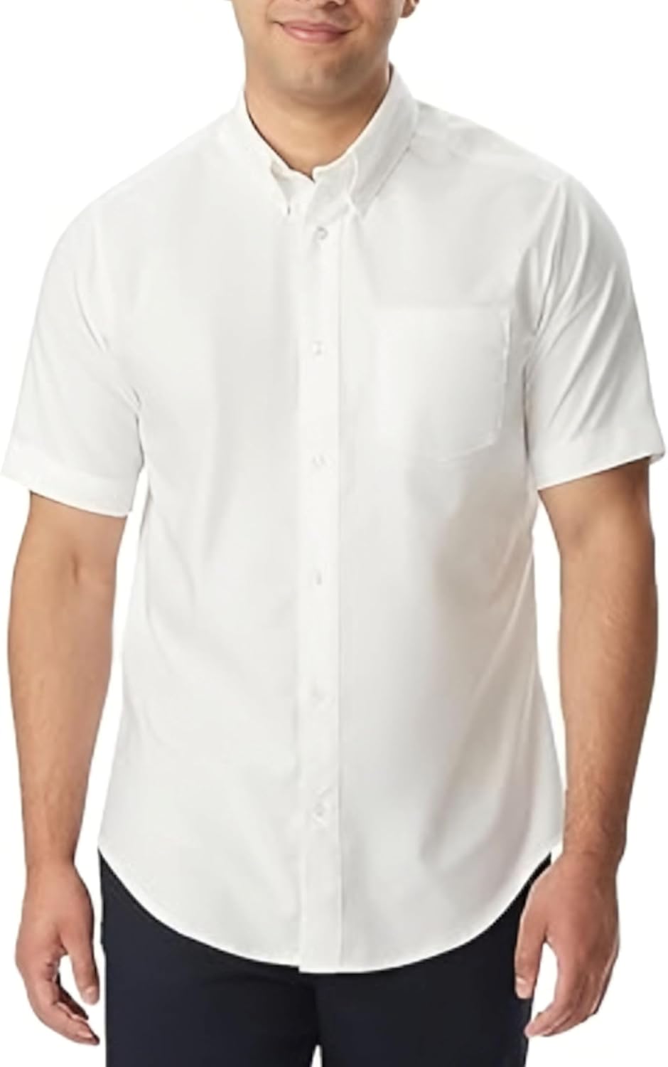 Men's Oxford Button Down Shirt with Expandable Collar and Short Sleeves