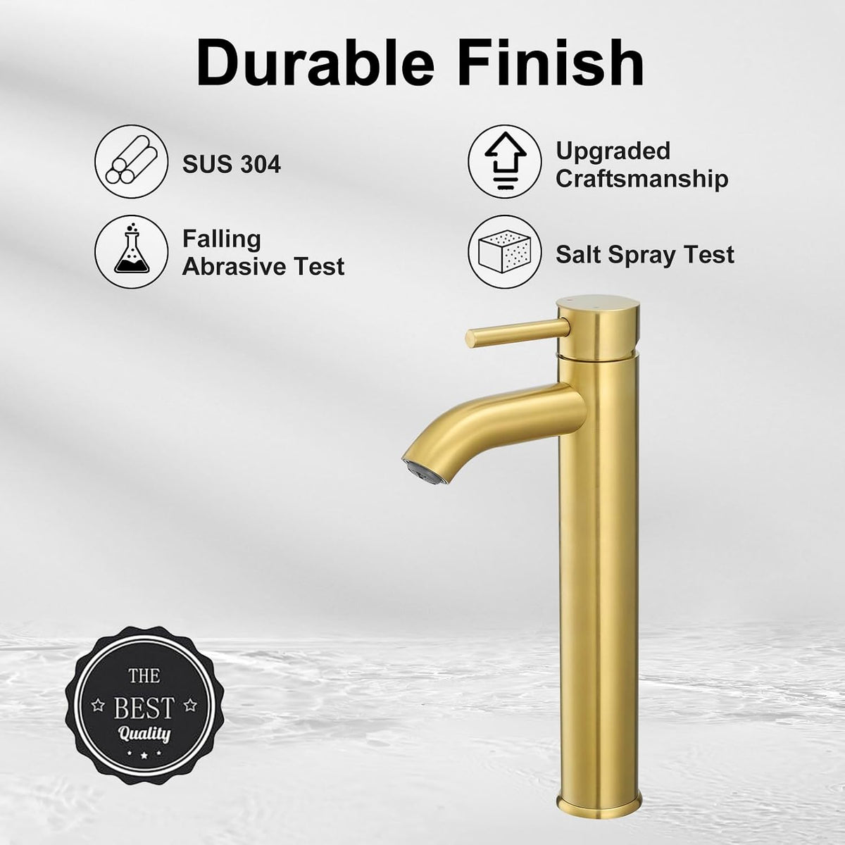 Vessel Sink Faucet Brushed Gold Tall Bathroom Faucets Single Handle One Hole Rv Vanity Lavatory Bathroom Sink Faucet