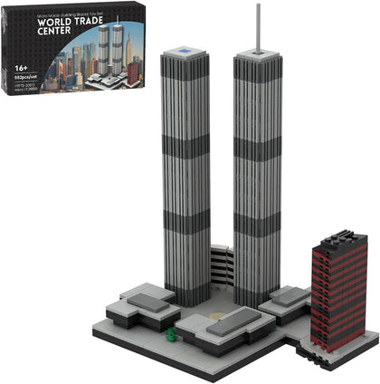World Trade Center Building Blocks Set for Adults, 982PCS 1/2000 World Famous Landmark Street Scene Building Bricks