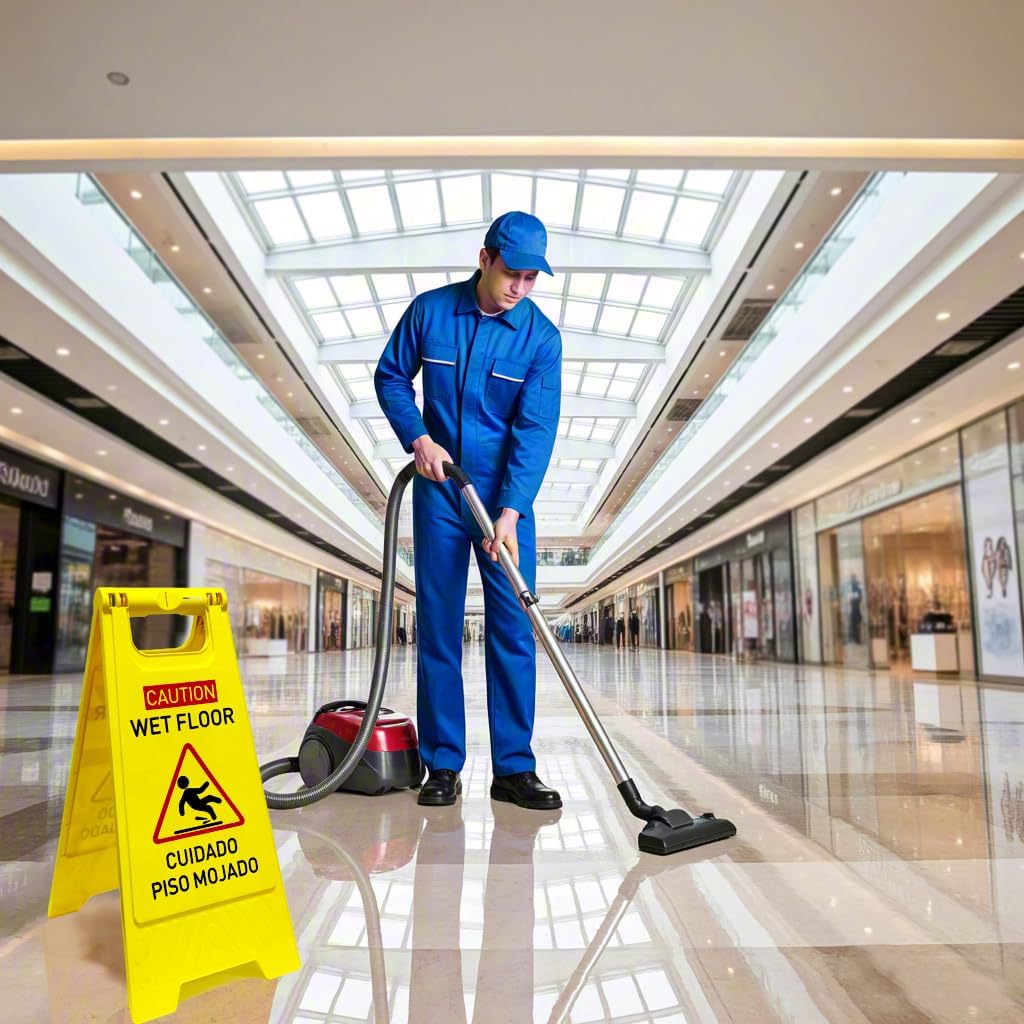 3-Pack Caution wet floor sign, 24 in. (approx. 60 cm) Height,Bright Yellow Double-Sided Folding A-Shaped Frame