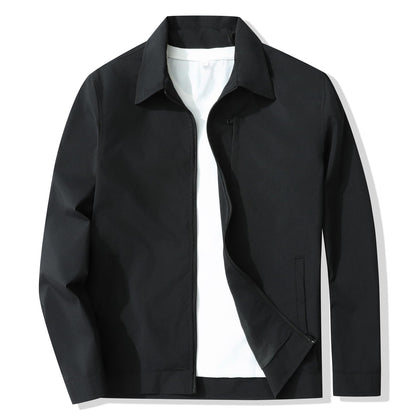 Men's Lightweight Jackets Full Zip Up Windbreaker Stylish Golf Coat Business Work Casual Dress(5077Black-M)