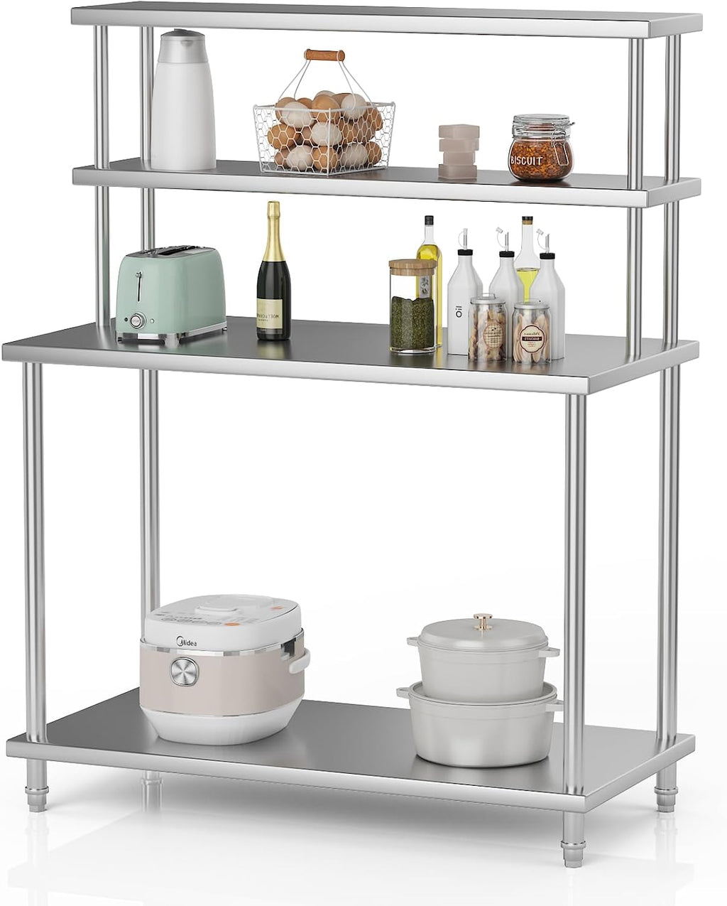 48x24in Stainless Steel Kitchen Prep Table with Shelves