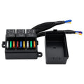 12V 9Way Pre-Wired Fuse and Relay Box Kit with 3 x 40A 4-Pin Relays & 9 ATC/ATO Fuses for Car, Truck, Vehicle