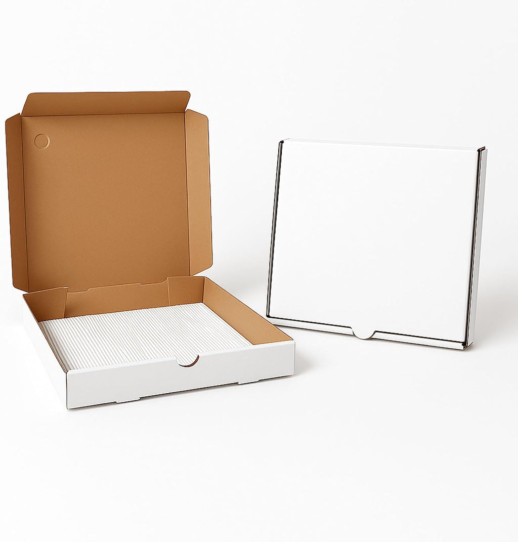 Pizza Boxes 10"x10" With Pizza Liners White Corrugated Pizza Containers