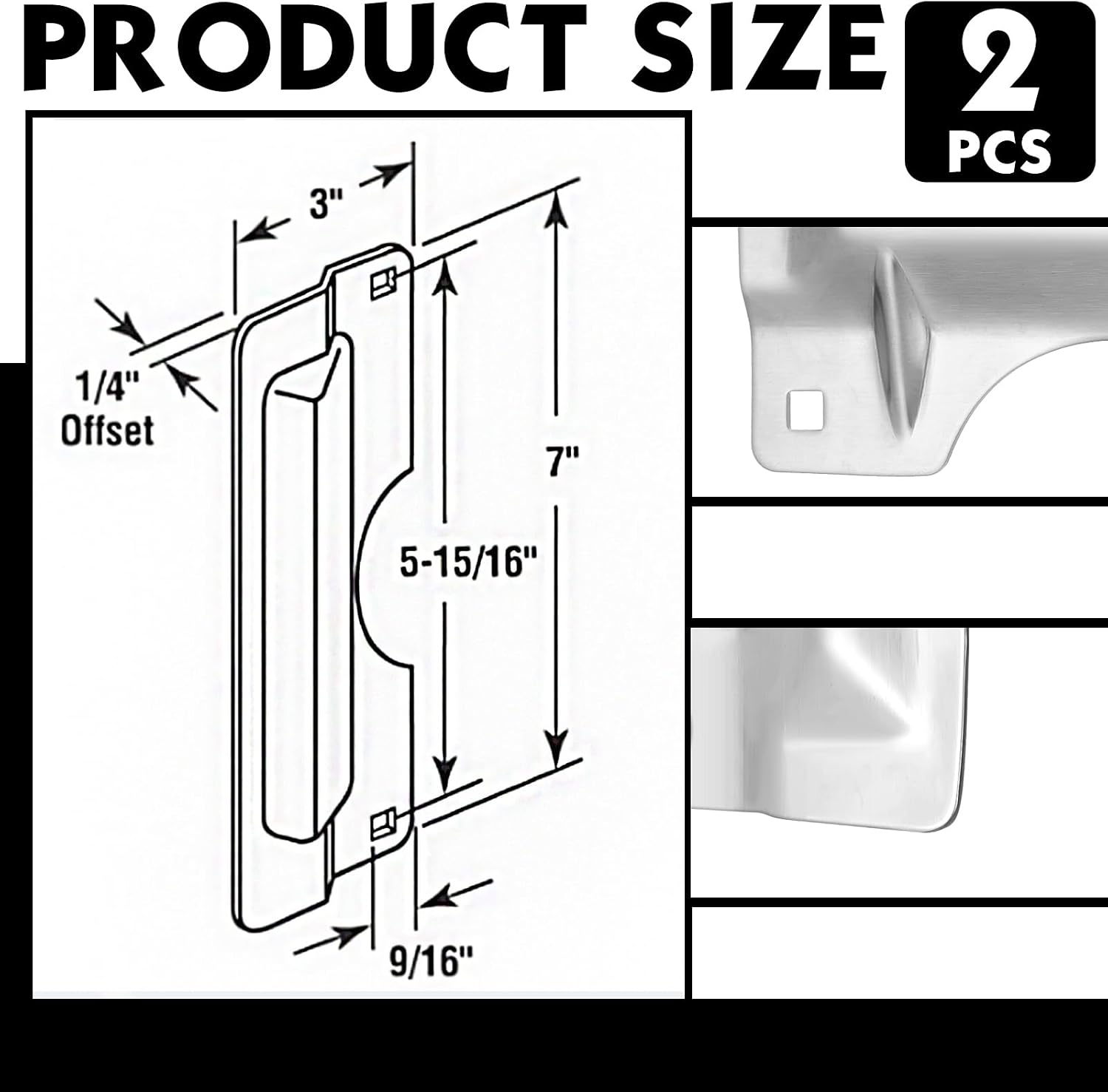 2 Pcs Door Latch Guard Stainless, Reinforcement Ribs Style, Silver | 3" x 7'' Door Latch Cover, Door Security Plate