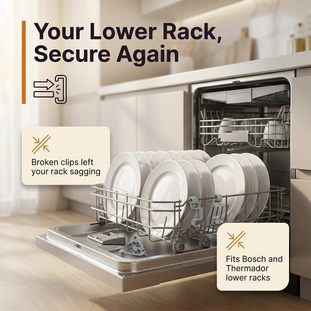 2X Dishwasher Bearing Lower Rack Flip Tine Clip Kit for Bosch SHE55C05UC/50