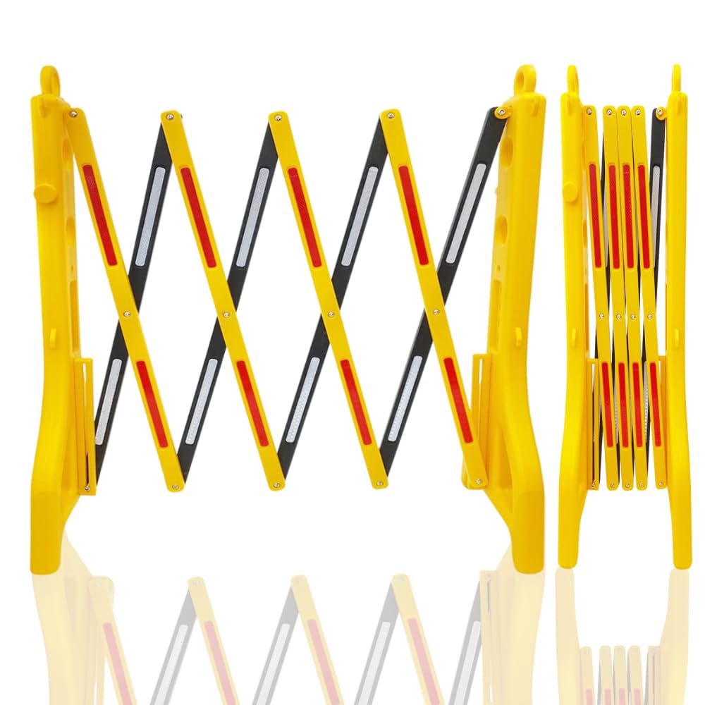 Expandable Safety Barricade, Retractable Security Barrier Water Filled Weighted Base,Adjustable Traffic