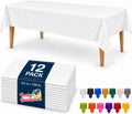White Disposable Plastic Tablecloth for Rectangle Tables (12 Pack) Table Cloths for Parties, Events & Weddings