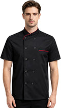 Men's Chef Coat Uniform Short Sleeve Chef Jacket Breathable Chef Uniform for Kitchen, Restaurant, Bakery