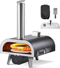 Wood-Fired Pizza Oven Outdoor, 12" Auto Rotate Pizza Ovens, Portable Pellet Pizza Maker with Thermometer & Electric