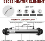 Replacement for Balboa 58083 Hot Tub Heater Element 25-175-1010 VS M7 Spa Heater Assembly, 5.5KW, 220V Suitable for Balboa BP, VS, and EL2001 Control Systems