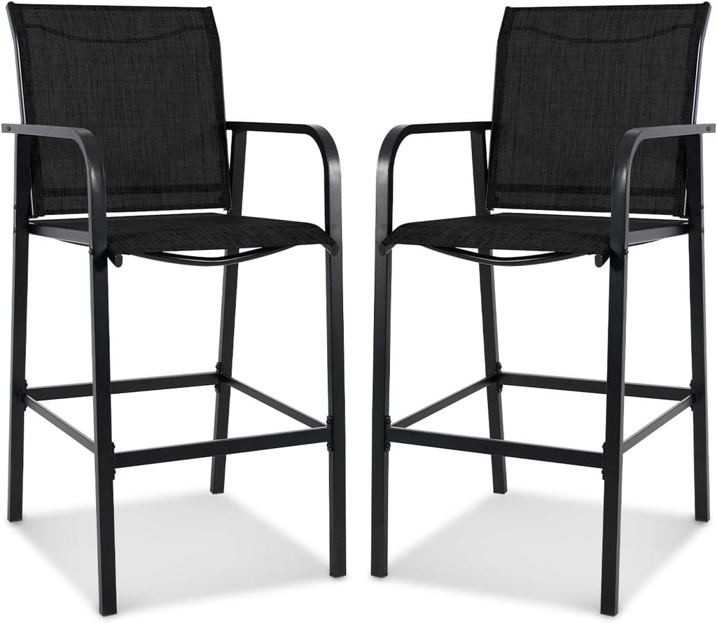 Metal Bar Stool Set of 2, Counter Height Patio Bar Stools