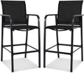 Metal Bar Stool Set of 2, Counter Height Patio Bar Stools