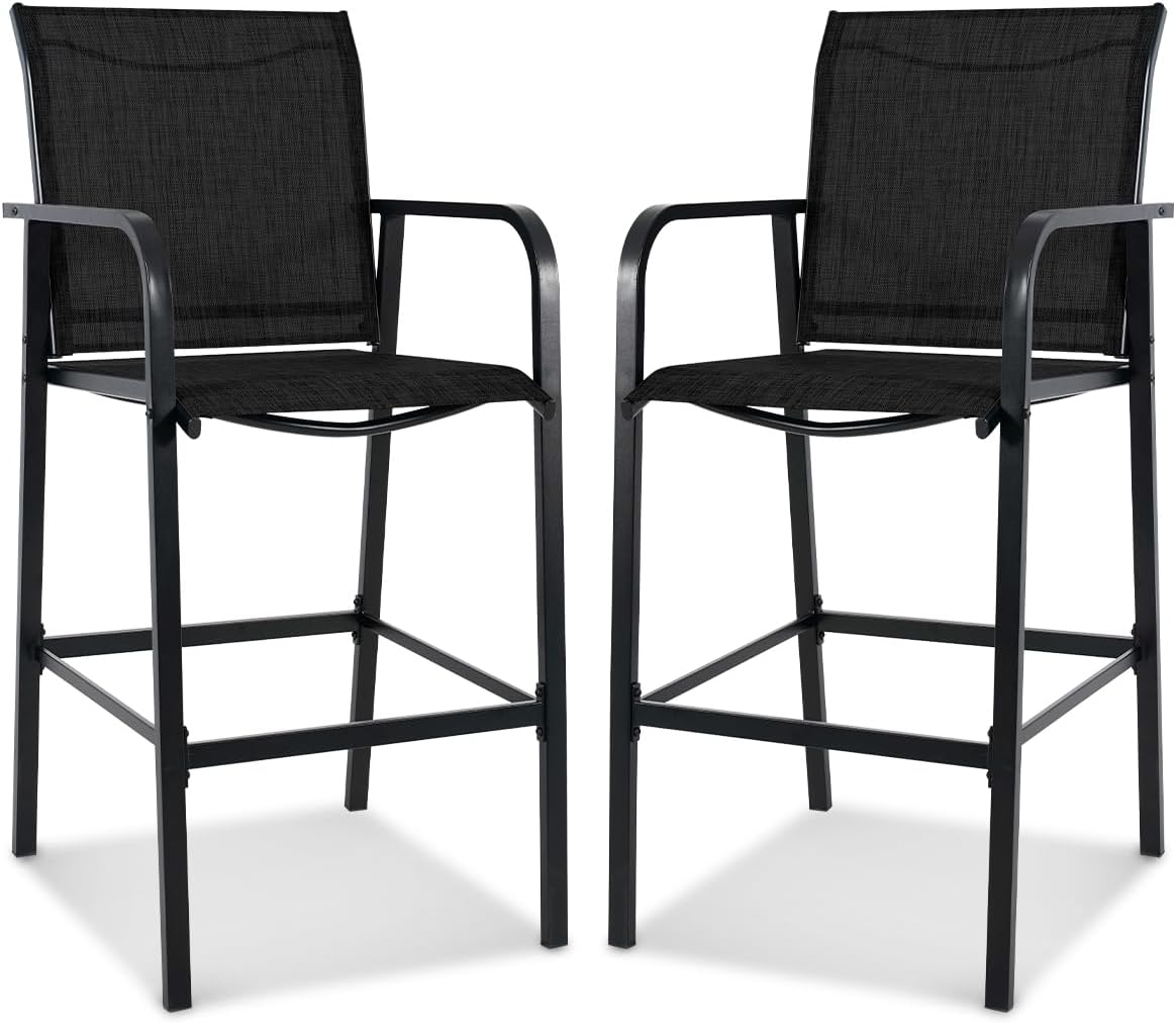 Metal Bar Stool Set of 2, Counter Height Patio Bar Stools